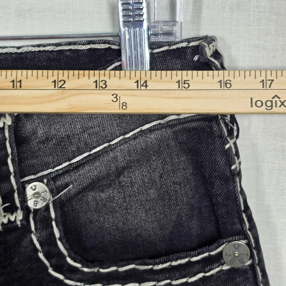 True Religion Ricky Relaxed Straight Mens Black Super T Flap Jeans 2000s